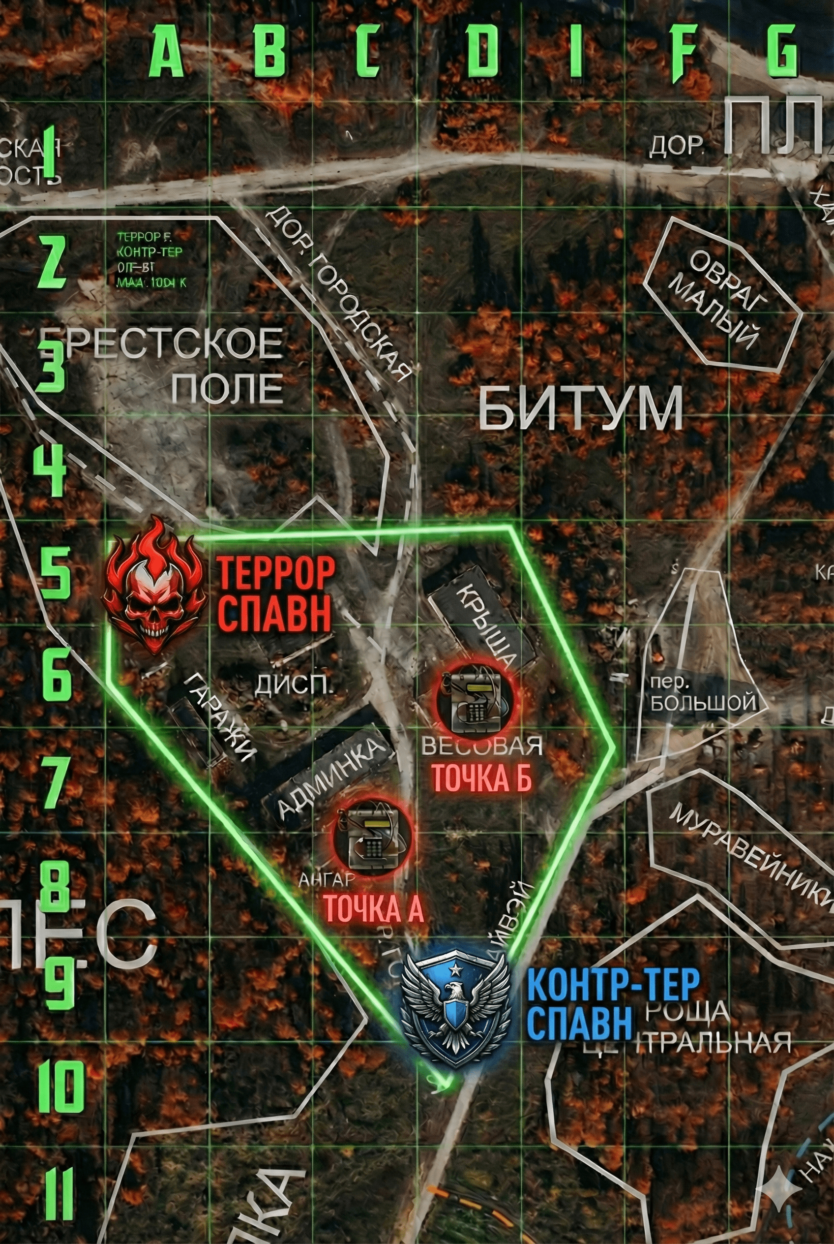 Страйкбольная карта полигона ЖБИ Витебск для игры CS 5.45